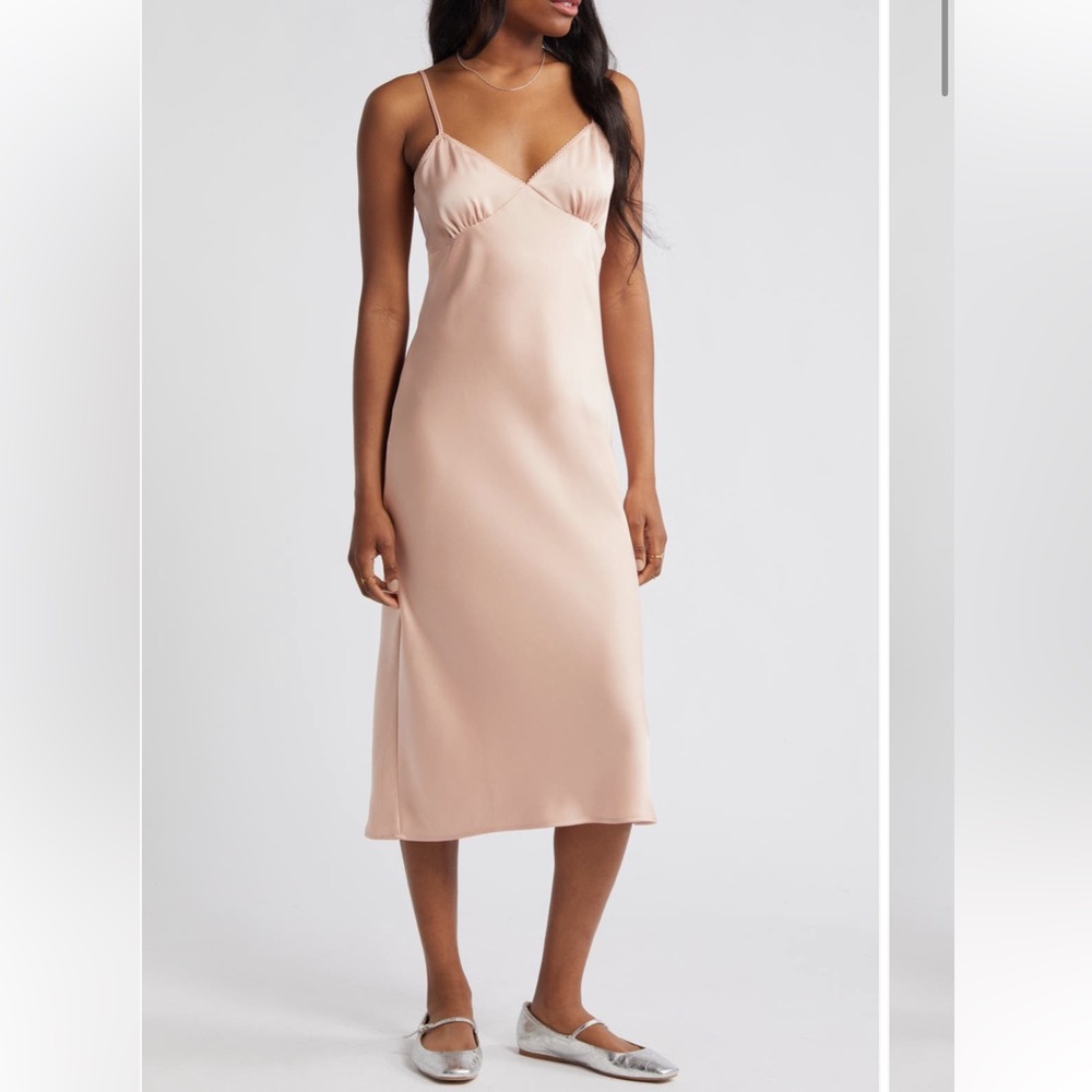 BP. Nordstrom Pink Satin Midi Dress Size Medium